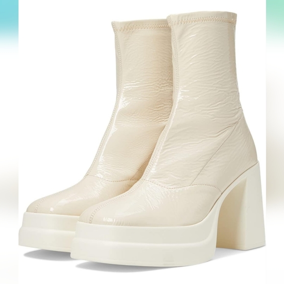 NWT Free People Double Stack Platform Patent Leather Boots in Bone Sz. 39.5 - Picture 2 of 12